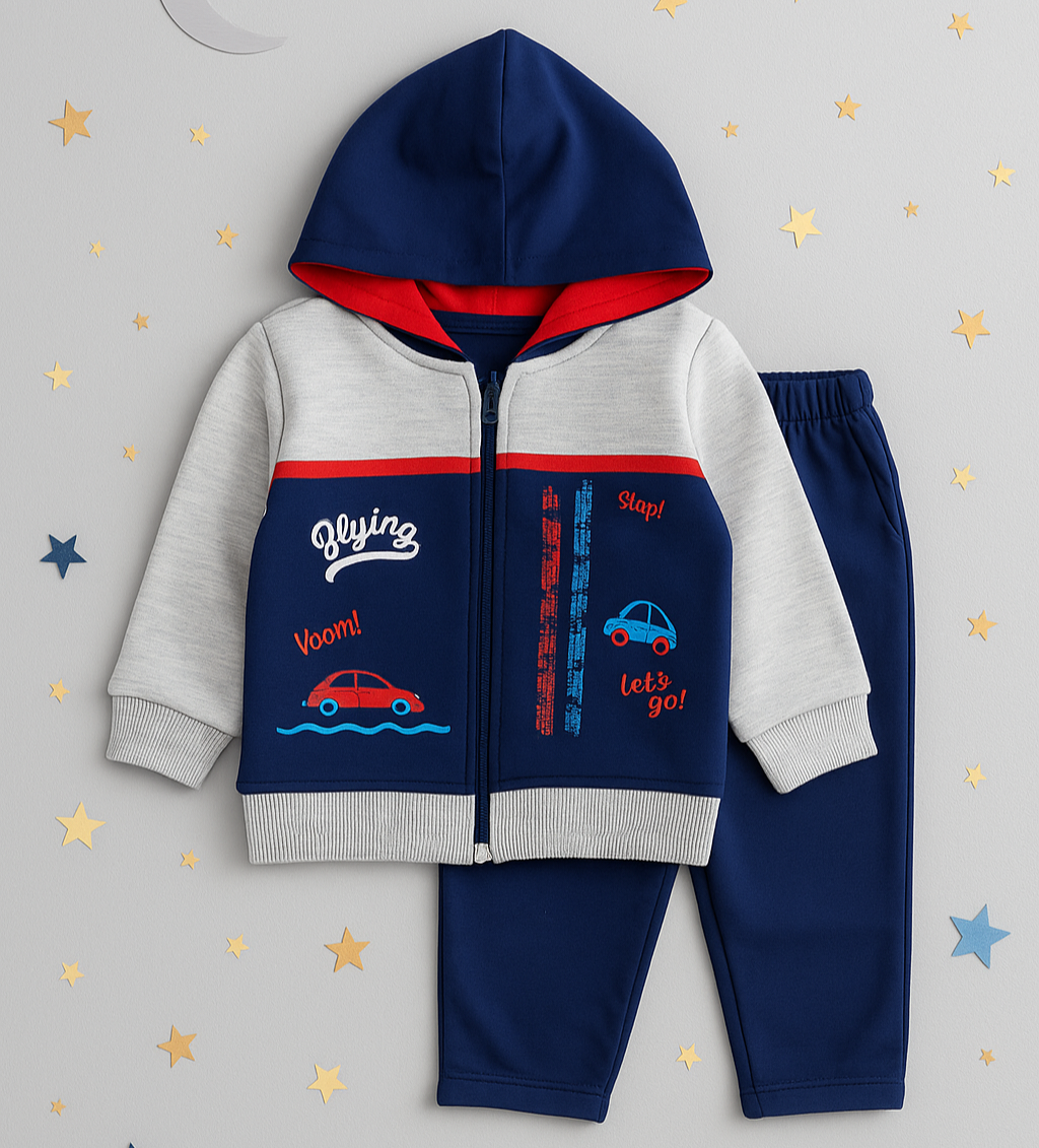 My Kids 2 Pcs Zipper Hoodie & Trouser Set