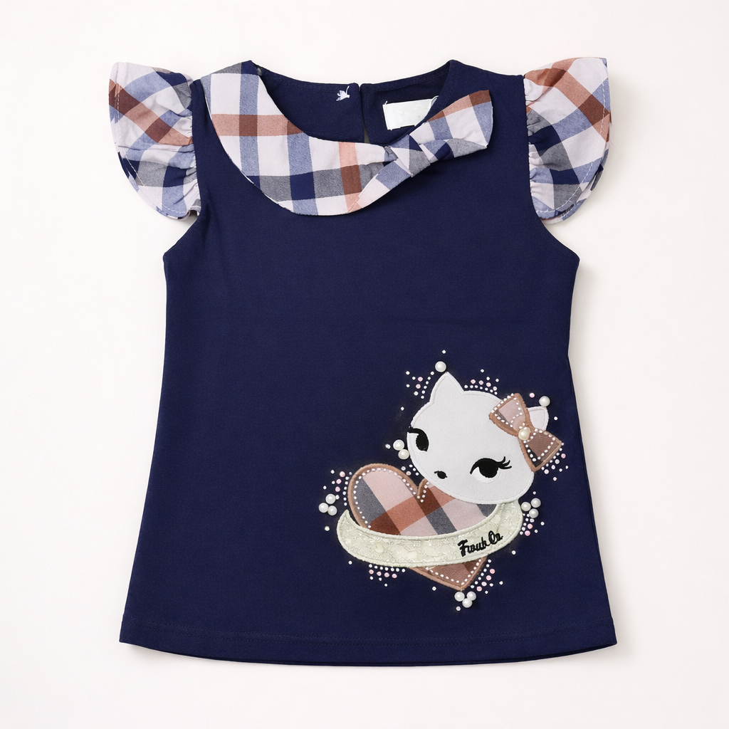 Girls Summer T-Shirt With Frilled Sleeves