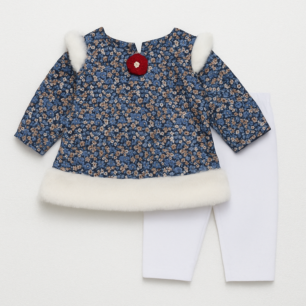 Toddlers 2 Pcs Girls Floral Top & Tights Set