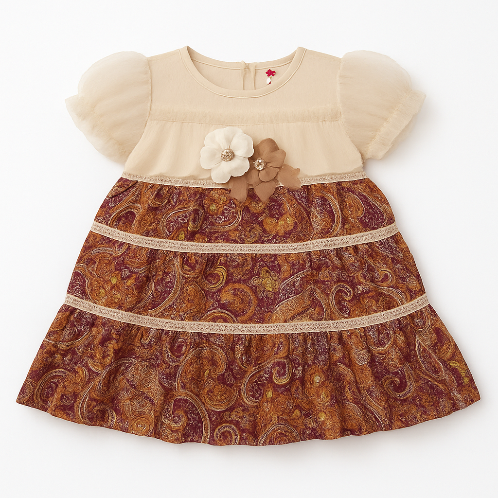 Elegant Beige Baby Girl Frock