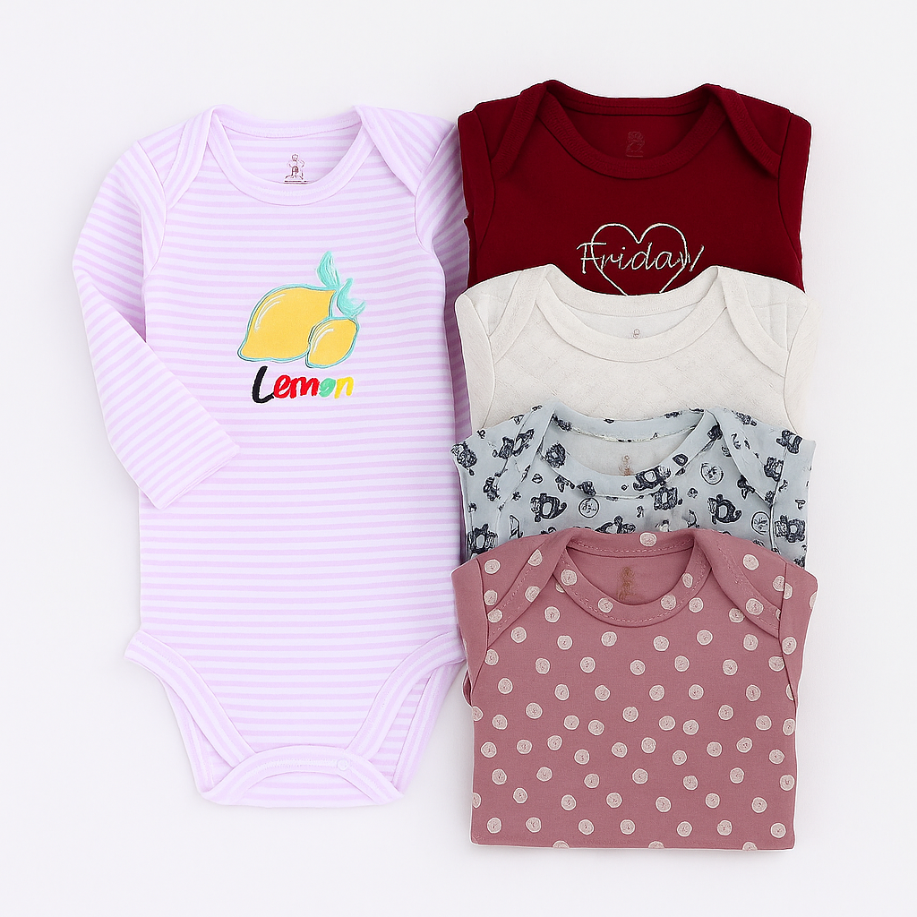 Tedmimak Pack Of 5 Full Sleeves Bodysuits
