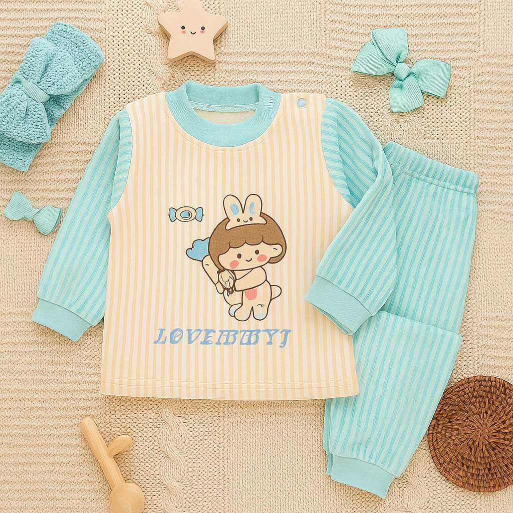 Lovemmyi 2 Pcs Fleece Top & Trouser Set
