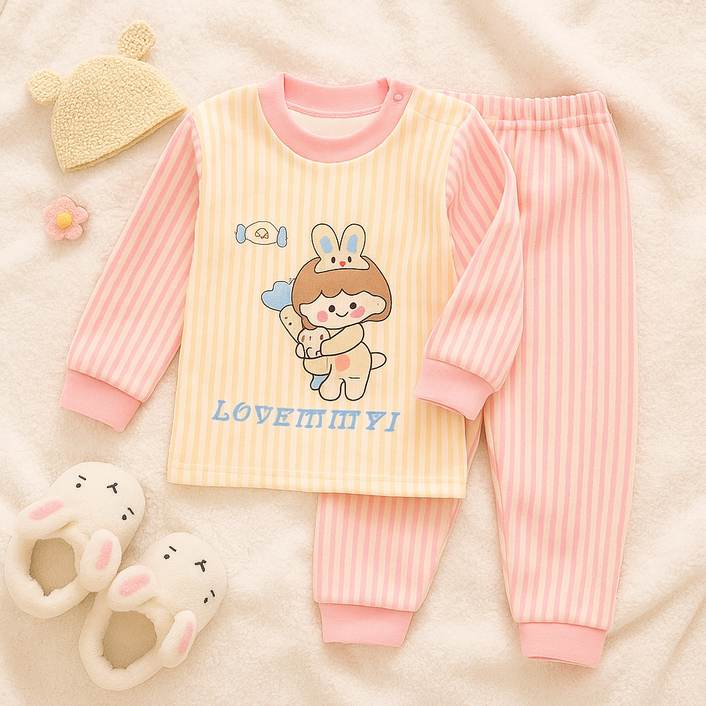 Lovemmyi 2 Pcs Fleece Top & Trouser Set