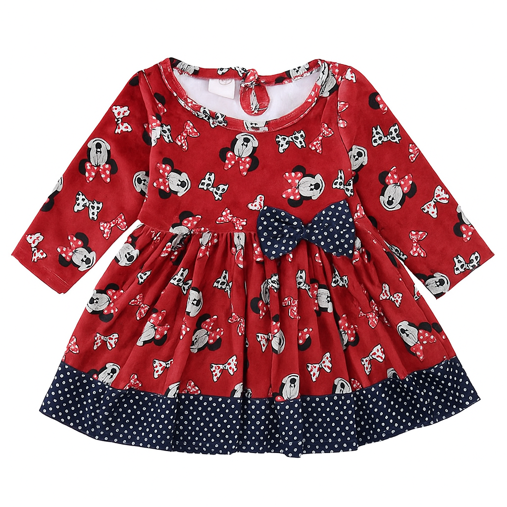 My Bella Minnie Mouse Frock With Attached Bow - Red