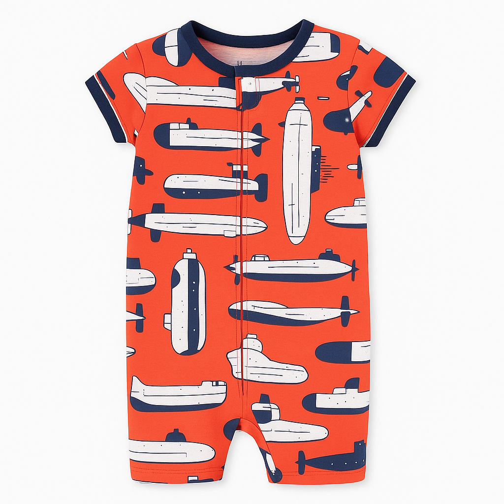 Carters Cotton Zipper Romper - Submarine