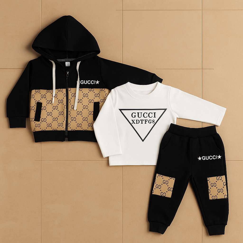 3 Pcs Boys Casual Winter Hoodie Set