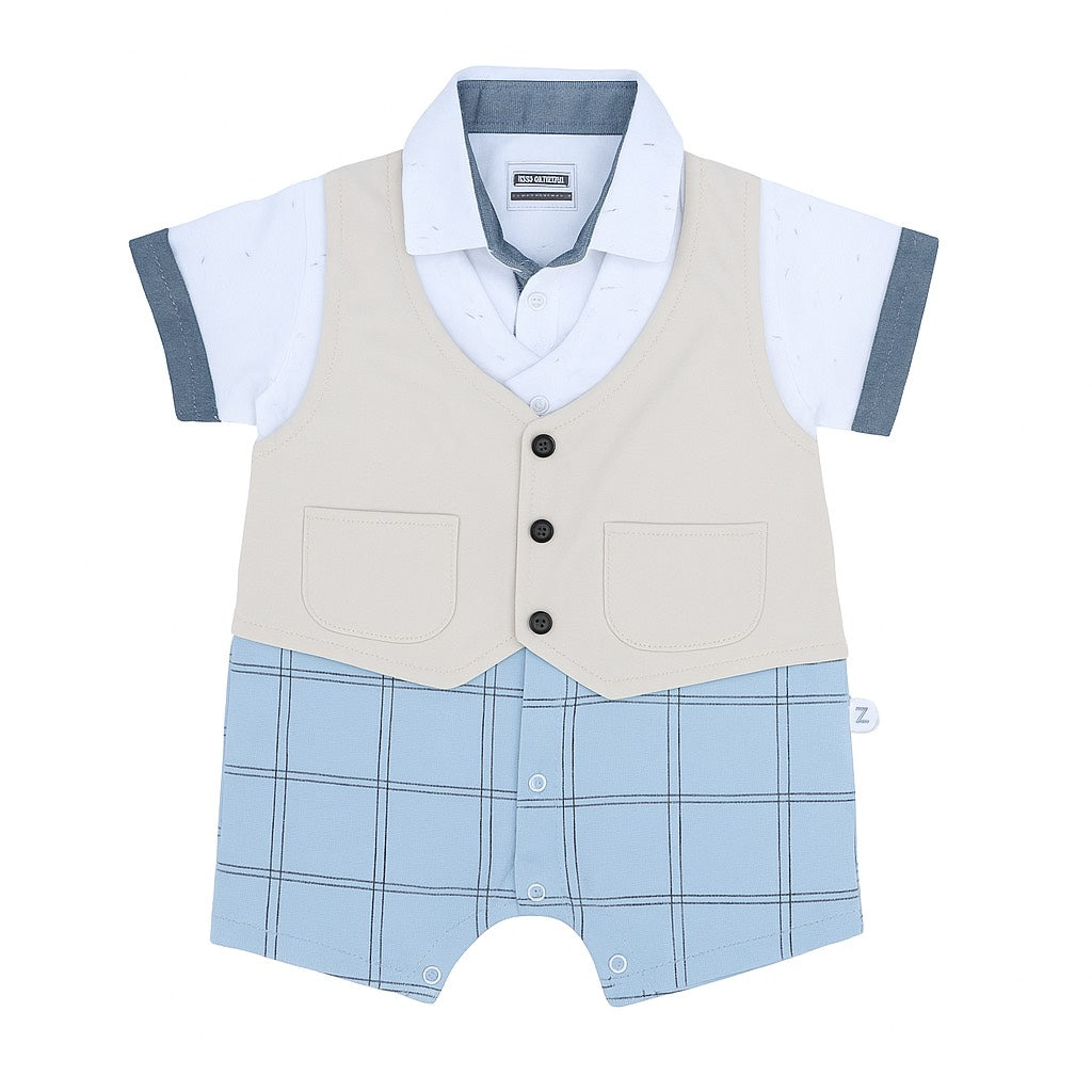 Baby Z Formal Indulge WaistCoat Romper With Pockets Detailing