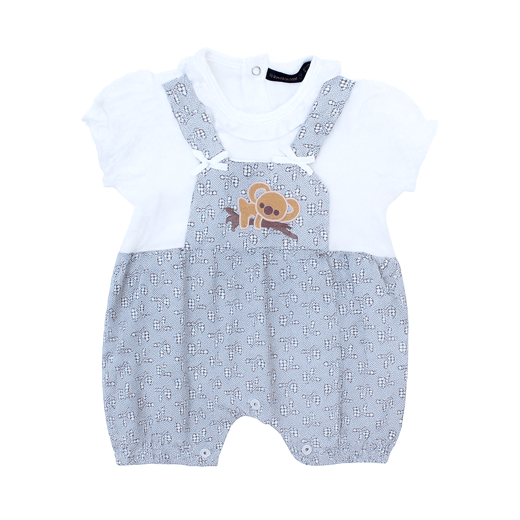 Nanon Baby Dungaree Style Romper With Flutter Sleeves - Green