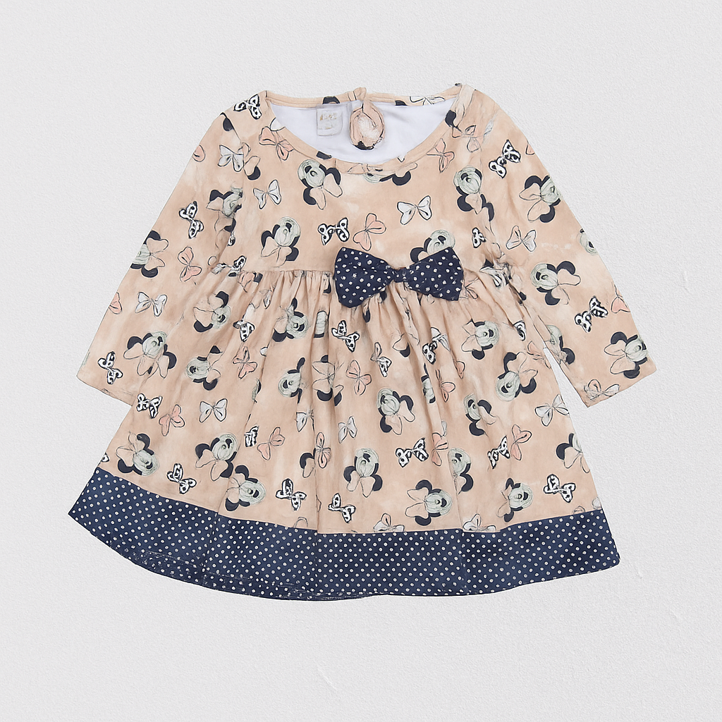 My Bella Minnie Mouse Frock With Attached Bow - Peach