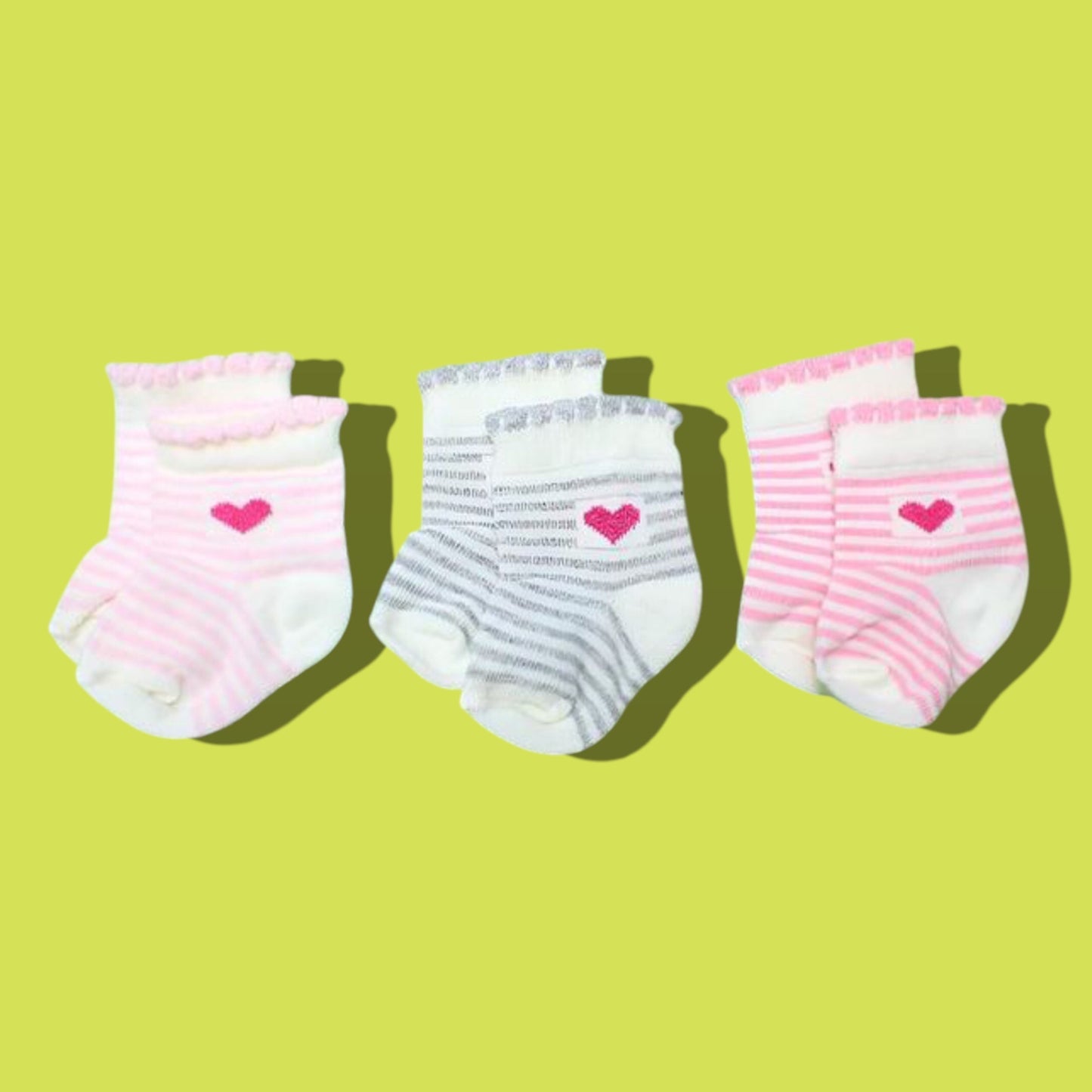 Girls Pack Of 3 Socks - Hearts