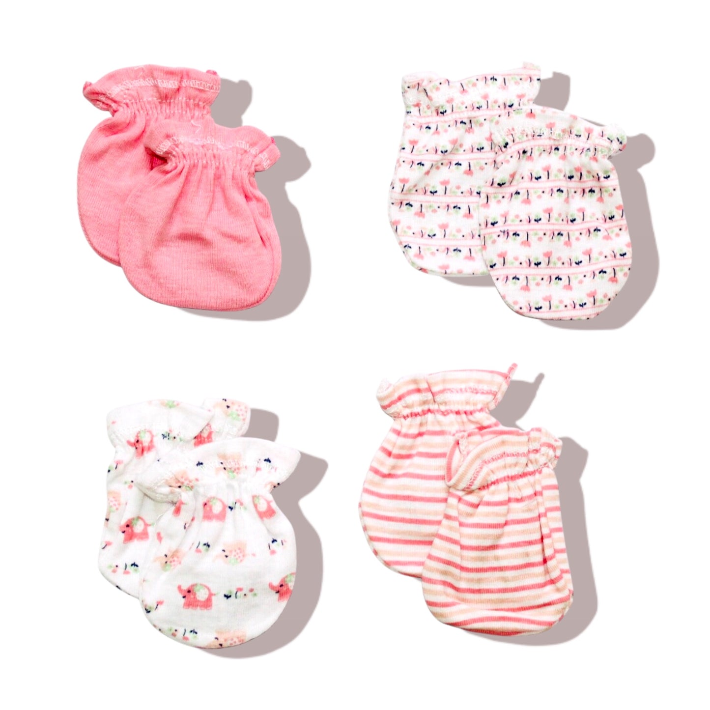 Mother’s Choice Pack Of 4 Mittens - Baby Elephants