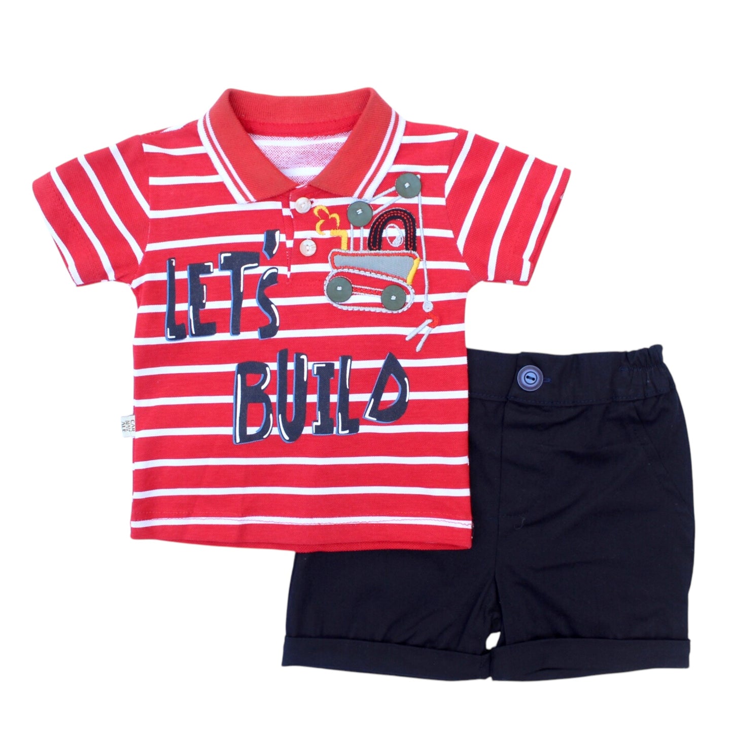 Let’s Build 2 Pcs T-Shirt & Short Set - Red