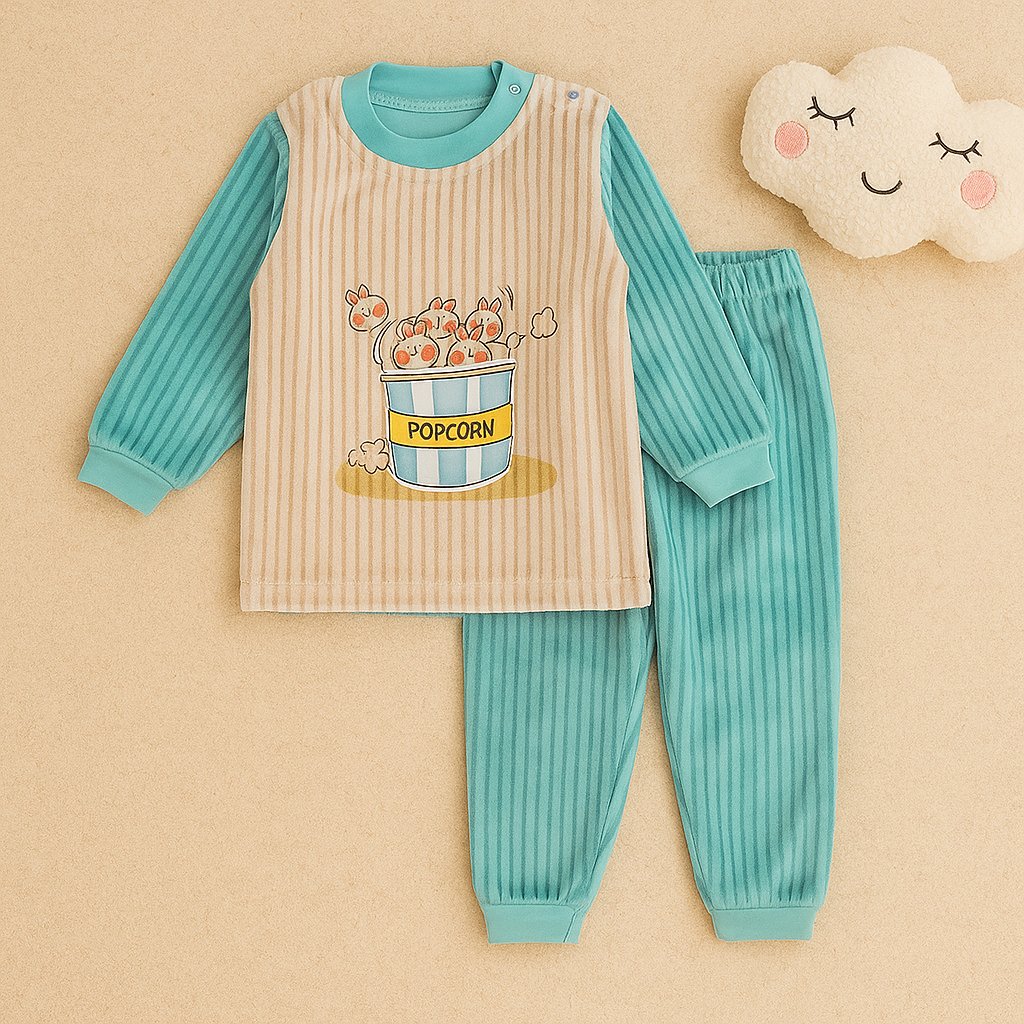 Kids 2 Pcs Fleece Shirt & Trouser Set