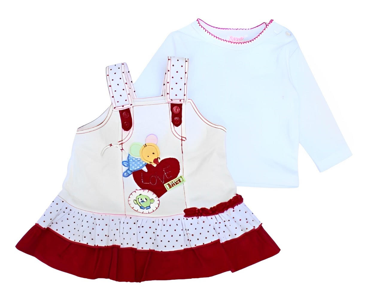 Nannette Baby 2 Pcs Outfit - Frilled Top With Full Sleeves T-Shirt