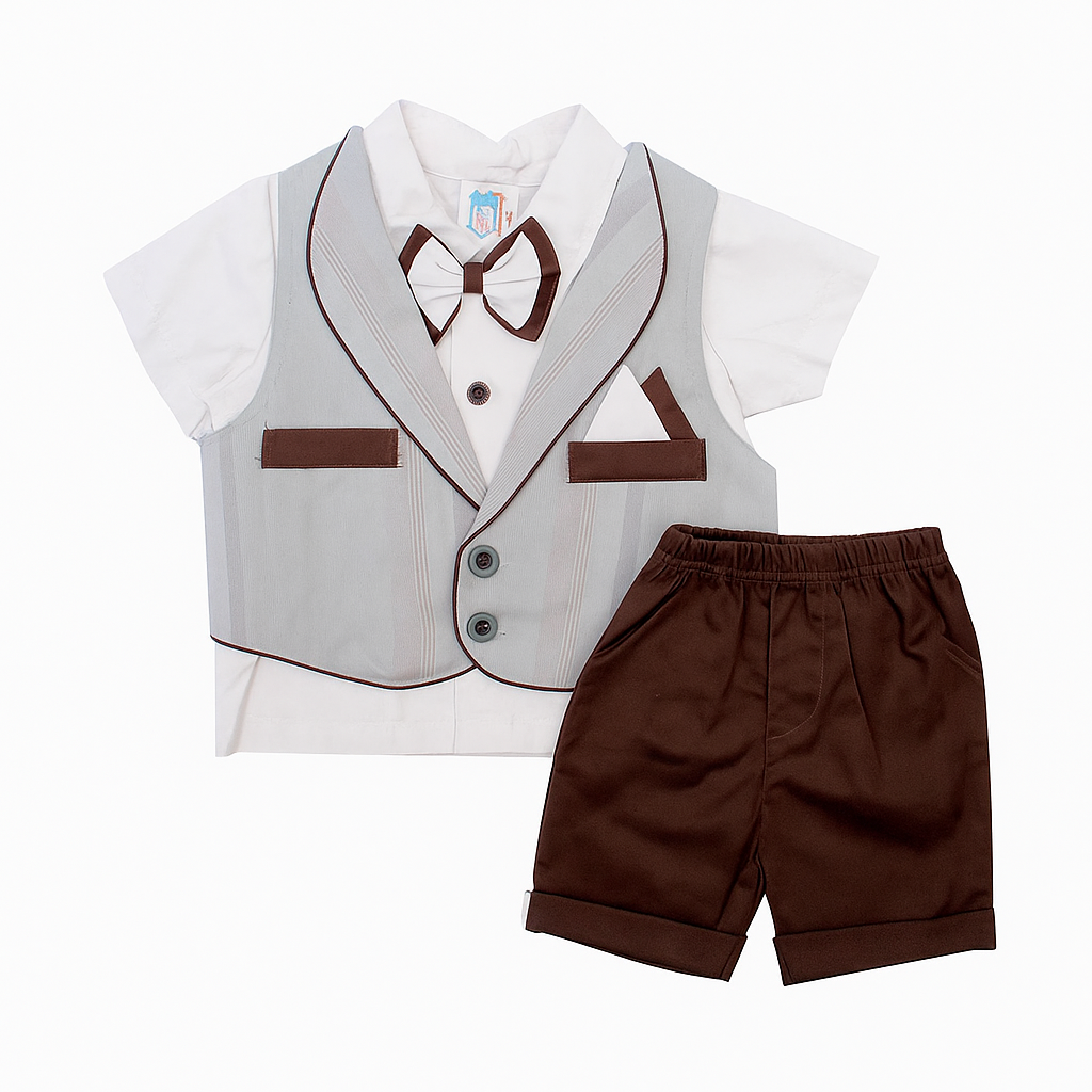 Boys 3 Pcs Outfit With Detachable Waistcoat