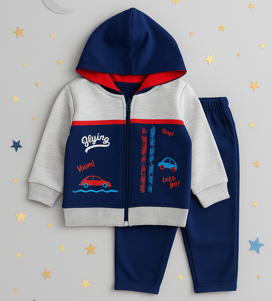 My Kids 2 Pcs Zipper Hoodie & Trouser Set
