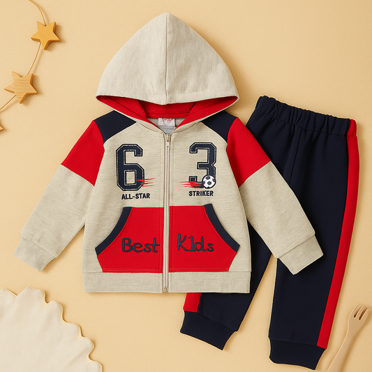My Kids 2 Pcs Zipper Hoodie & Trouser Set