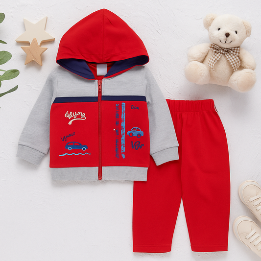 My Kids 2 Pcs Zipper Hoodie & Trouser Set