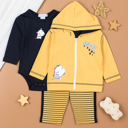 Ohm & Emmy 3 Pcs Zipper Hoodie, Bodysuit & Trouser Set