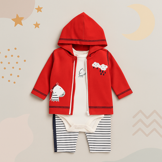 Ohm & Emmy 3 Pcs Zipper Hoodie, Bodysuit & Trouser Set