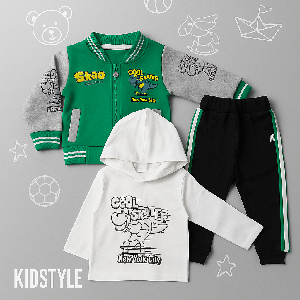 Cool Skater Boys 3 Pcs Cozy Winter Set