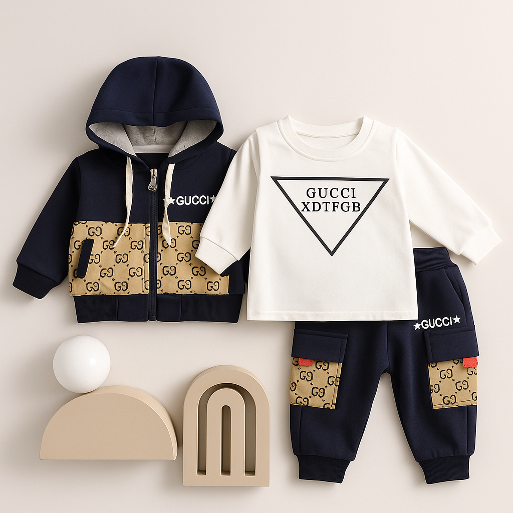 3 Pcs Boys Casual Winter Hoodie Set