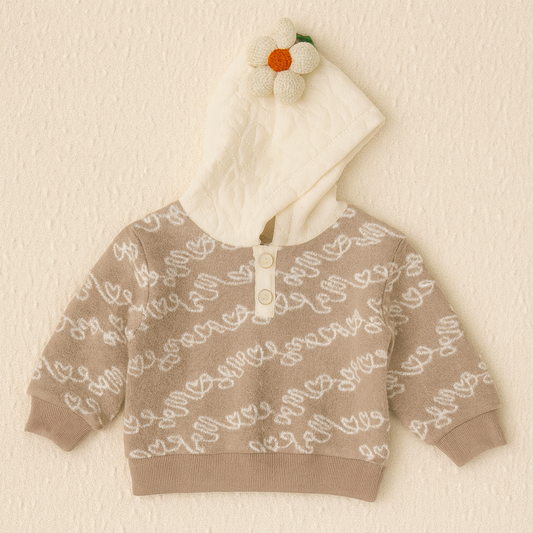 Girls Hoodie With Flower Detailing