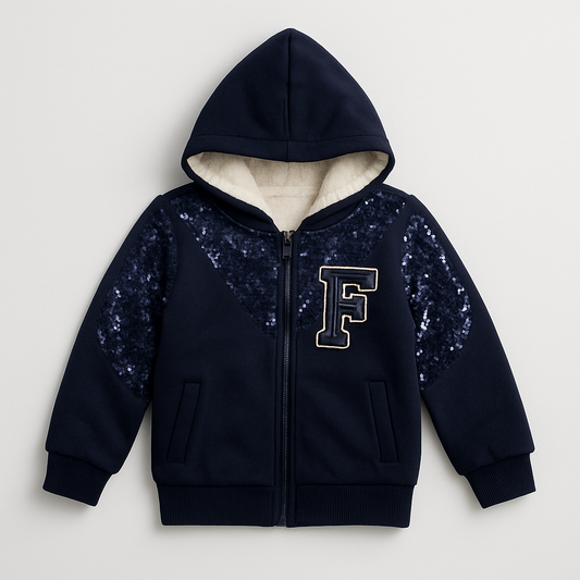 Girls Fleece Lined Hooded Jacket