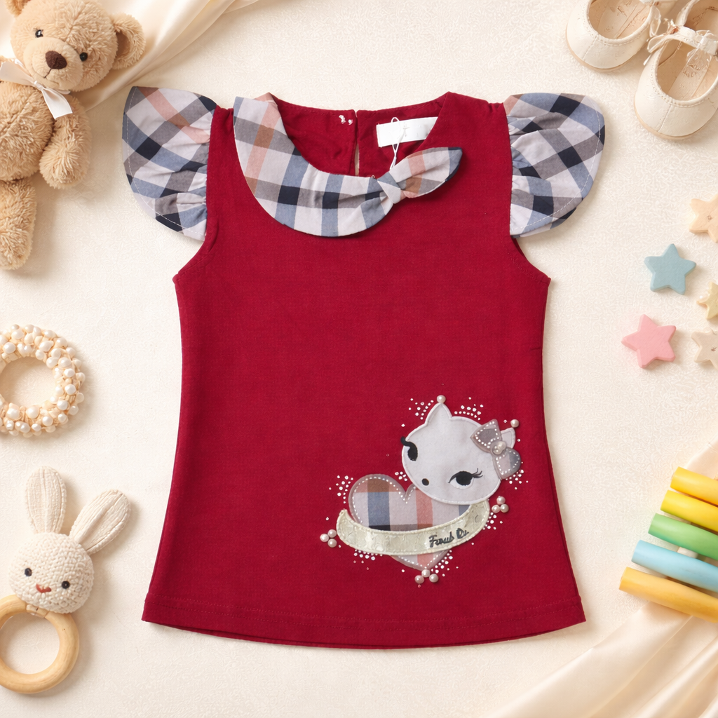 Girls Summer T-Shirt With Frilled Sleeves