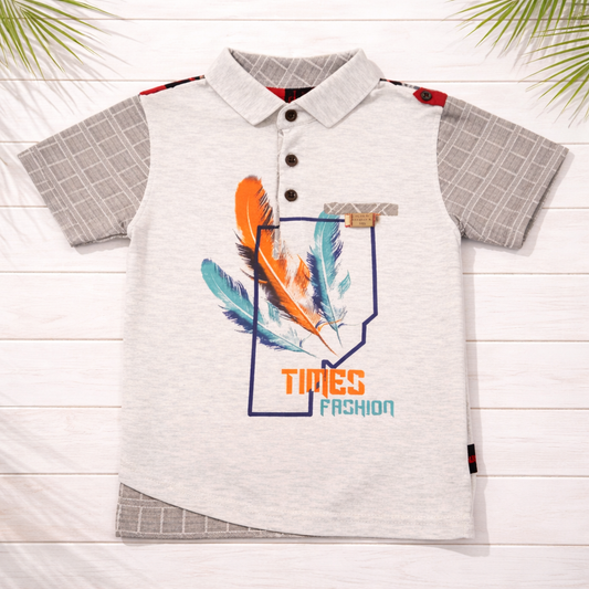 Boys Shirt With Buttons & Front Pocket Detailing