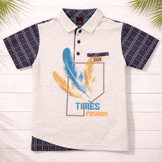 Boys Shirt With Buttons & Front Pocket Detailing