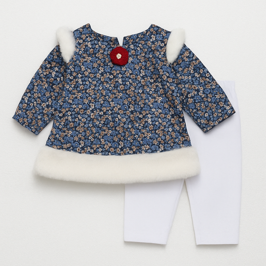 Toddlers 2 Pcs Girls Floral Top & Tights Set