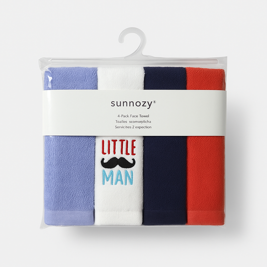 Sunnozy Baby Pack Of 4 Face Towels - Little Man