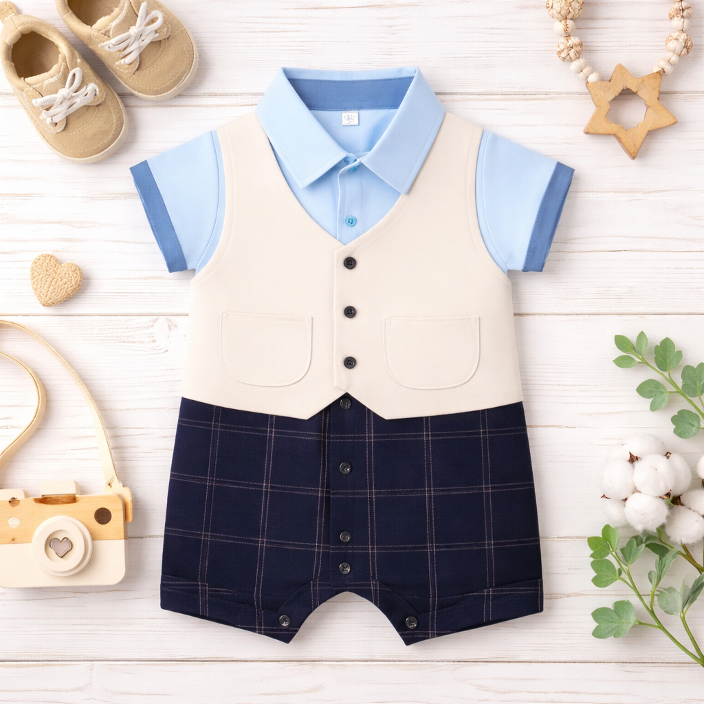 Baby Z Formal Indulge Waistcoat Romper With Pocket Detailing