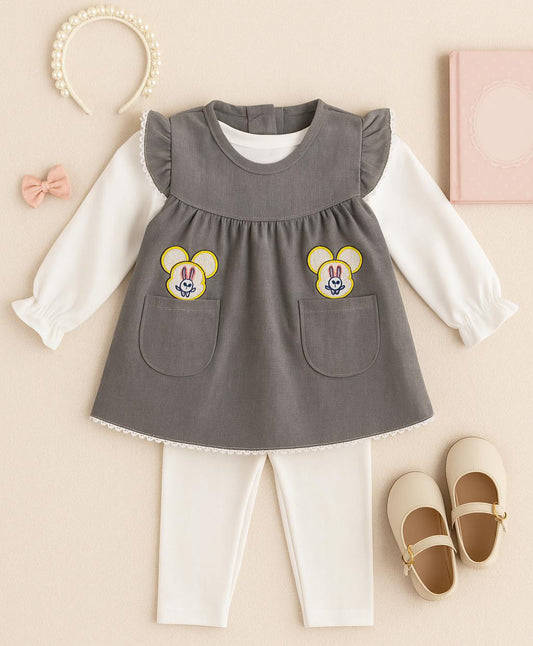 Toddlers 3 Pcs Top, T-shirt & Tights Set