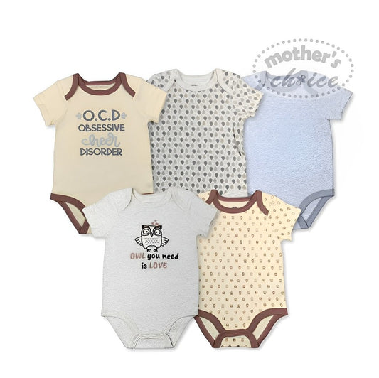 Mother’s Choice Pack Of Five Bodysuits - Owl You Need Is Love