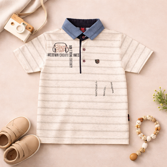 Boys Collar Style Shirt With Buttons Deatiling