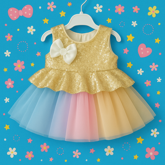 DK Baby Girls Frilled Frock With White Leggings