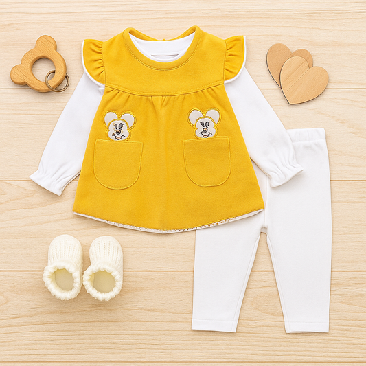 Toddlers 3 Pcs Top, T-shirt & Tights Set