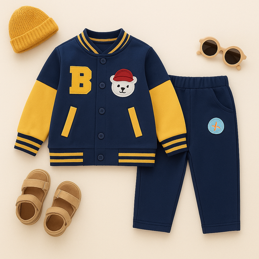 Boys 2 Pcs Button-down Upper & Trouser Set