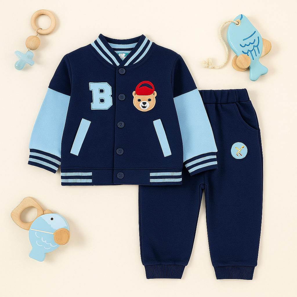 Boys 2 Pcs Button-down Upper & Trouser Set