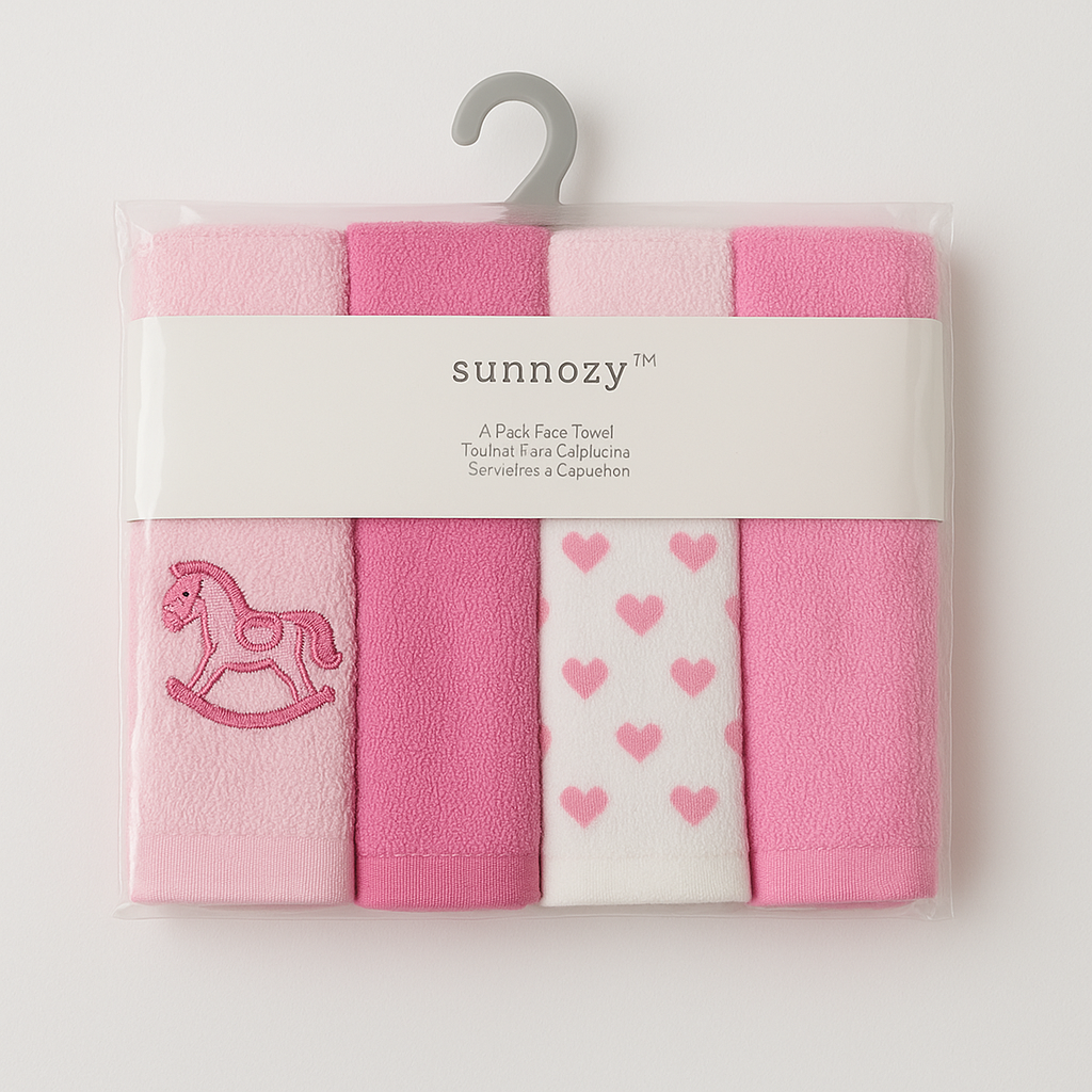 Sunnozy Baby Pack Of 4 Face Towels - Unicorn