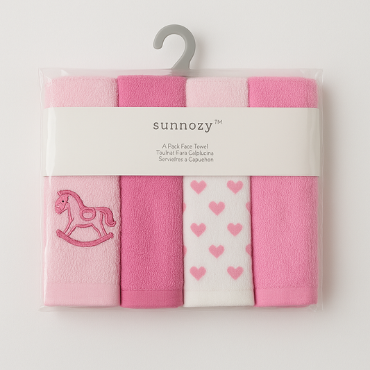Sunnozy Baby Pack Of 4 Face Towels - Unicorn