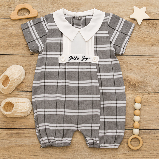 Jolly Joy Buttondown Romper - Grey
