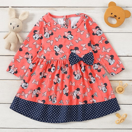 My Bella Minnie Mouse Frock With Attached Bow - Pink