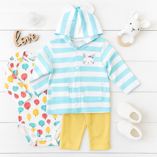 WonderChild 3 Pcs Hoodie, Bodysuit & Trouser Set -Rabbit