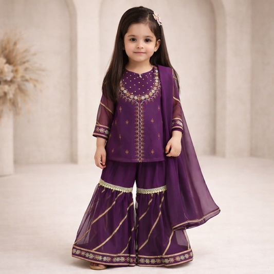 Embellished Top & Gharara With Dupatta