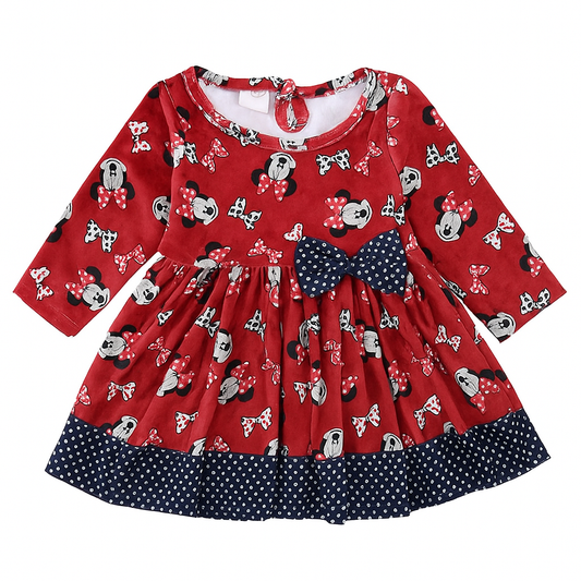 My Bella Minnie Mouse Frock With Attached Bow - Red