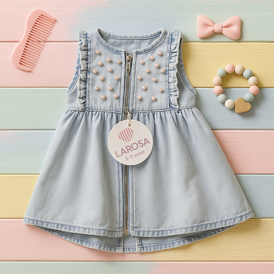 Larosa Baby Girls Frock With Pearls Detailing