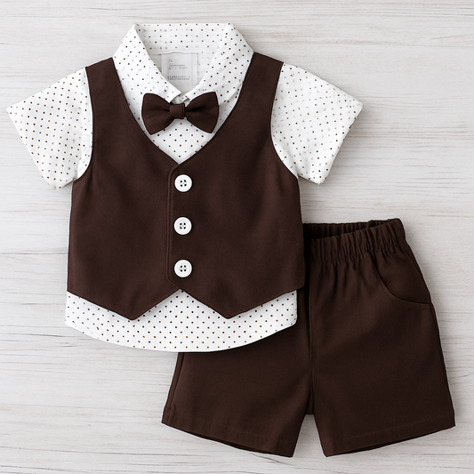 Wonder Child 2 Pcs Formal Indulge Waistcoat Shirt & Short Set